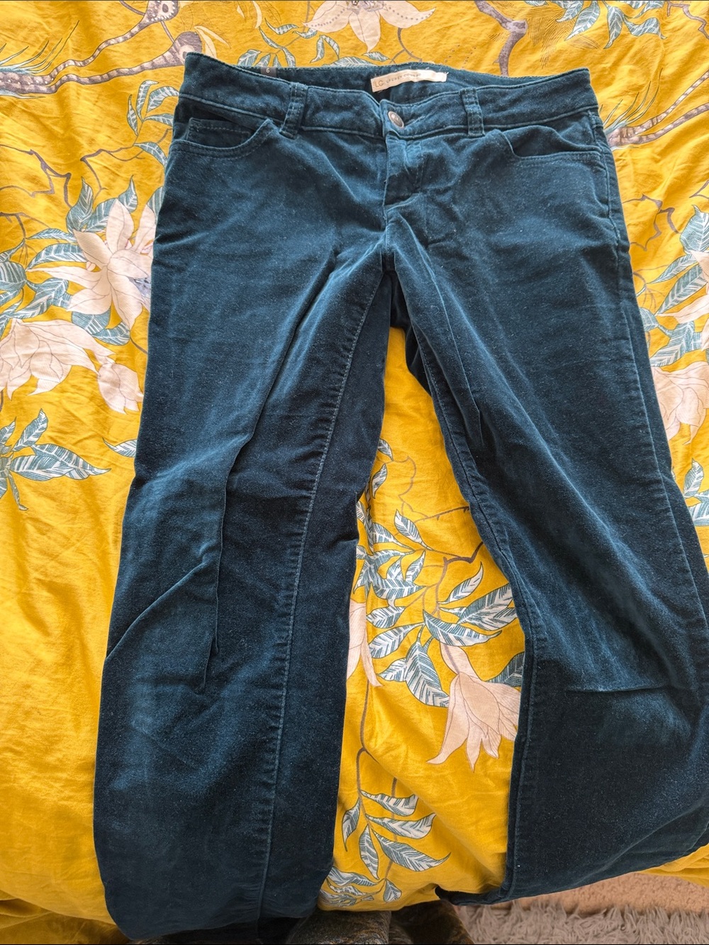 Lauren Conrad Dark Teal Velvet SkinnyJeans